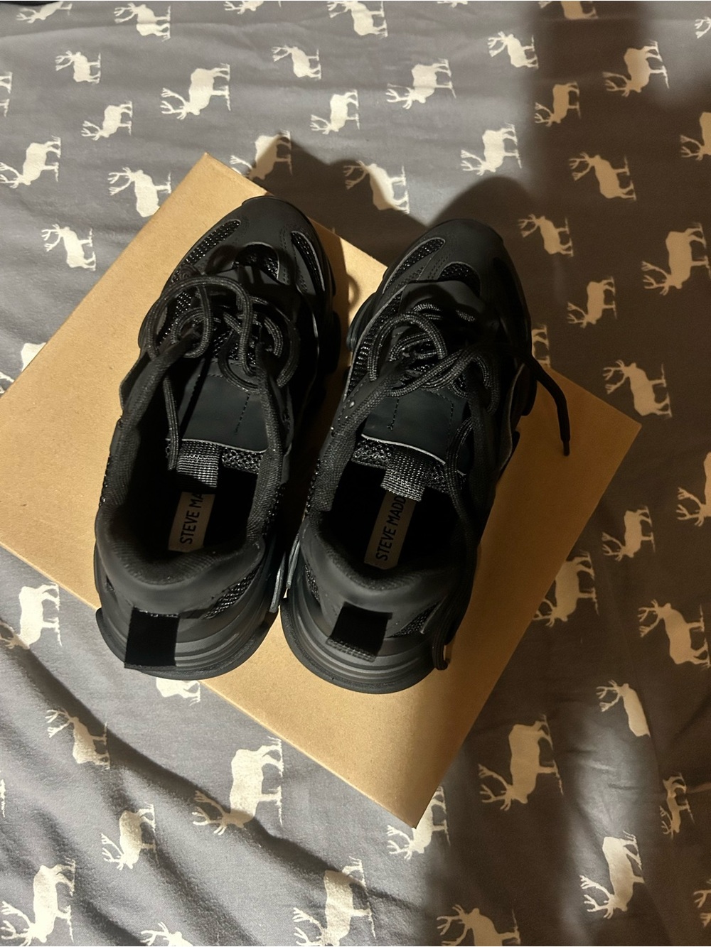 Steve Madden Black Chunky Lace-Up Platform Sneakers